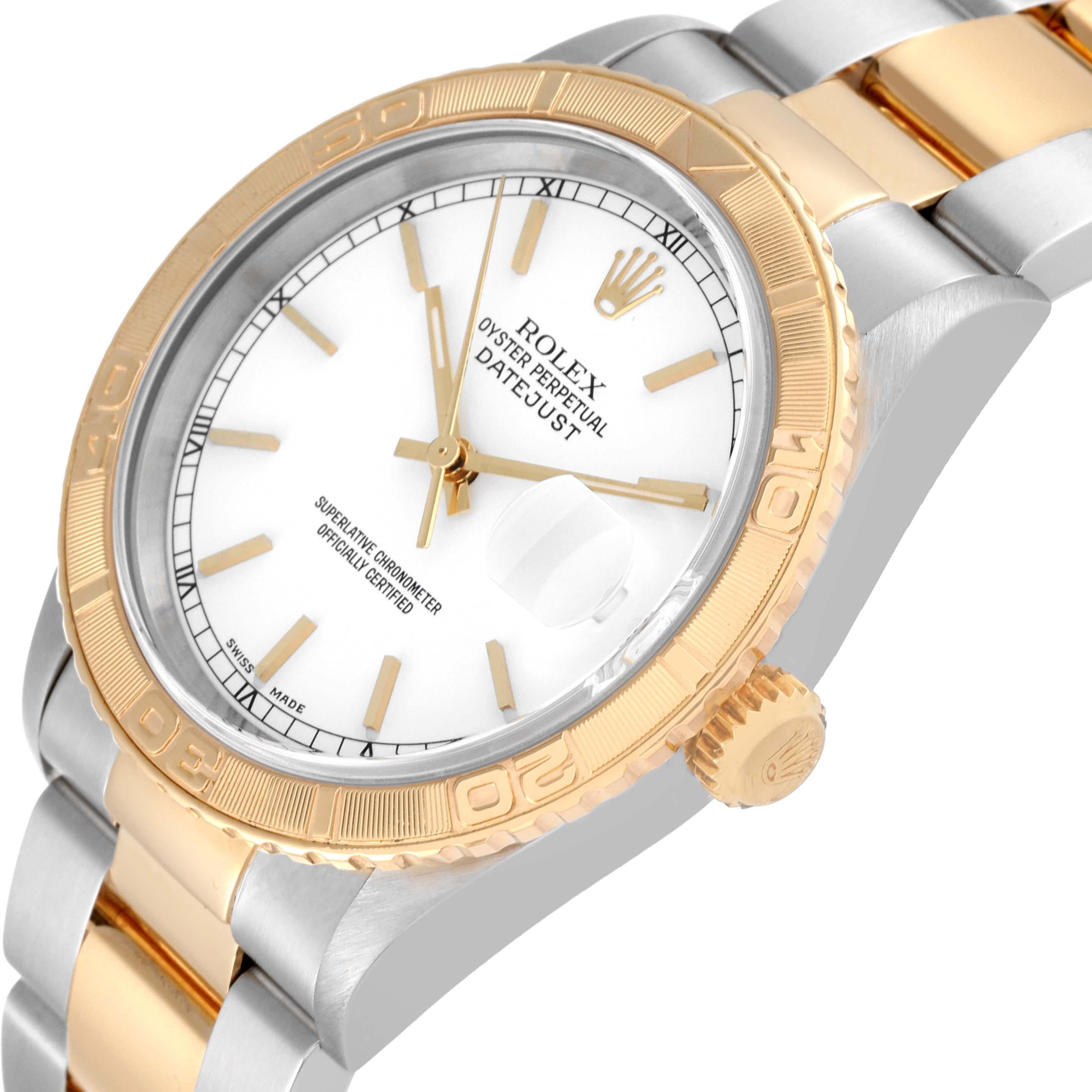 Men's Rolex Datejust Turnograph Steel Yellow Gold White Dial Mens Watch 16263