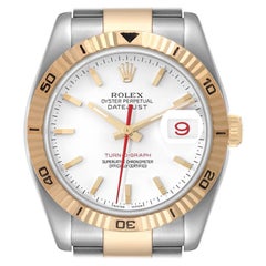 Rolex Datejust Turnograph Steel Yellow Gold White Dial Watch 116263