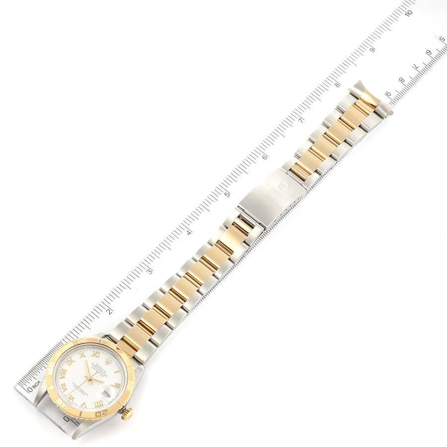 Rolex Datejust Turnograph Steel Yellow Gold White Dial Watch 16263 Box Papers For Sale 7