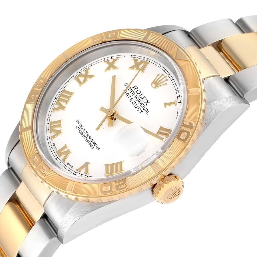 Rolex Datejust Turnograph Steel Yellow Gold White Dial Watch 16263 Box Papers For Sale 2