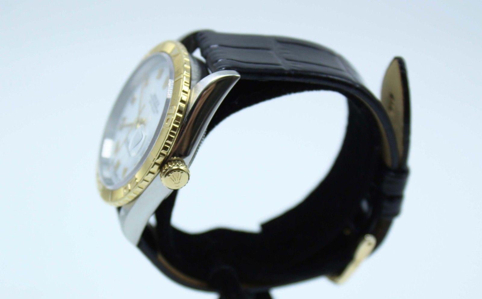 Men's Rolex Datejust Turnograph Thunderbird 16263 White Dial 18 Karat Gold and Steel