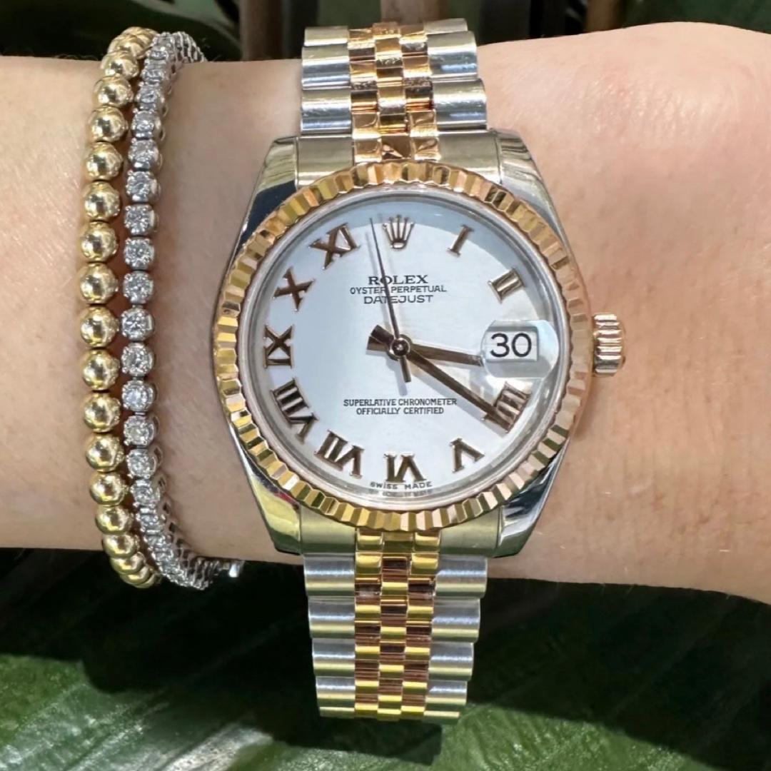 Modern Rolex Datejust Two-Tone 18k Rose Gold/Stainless Steel 31 mm Watch For Sale