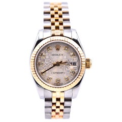Rolex Datejust Two-Tone 18 Karat Yellow Gold Ladies Wristwatch Ref 179173