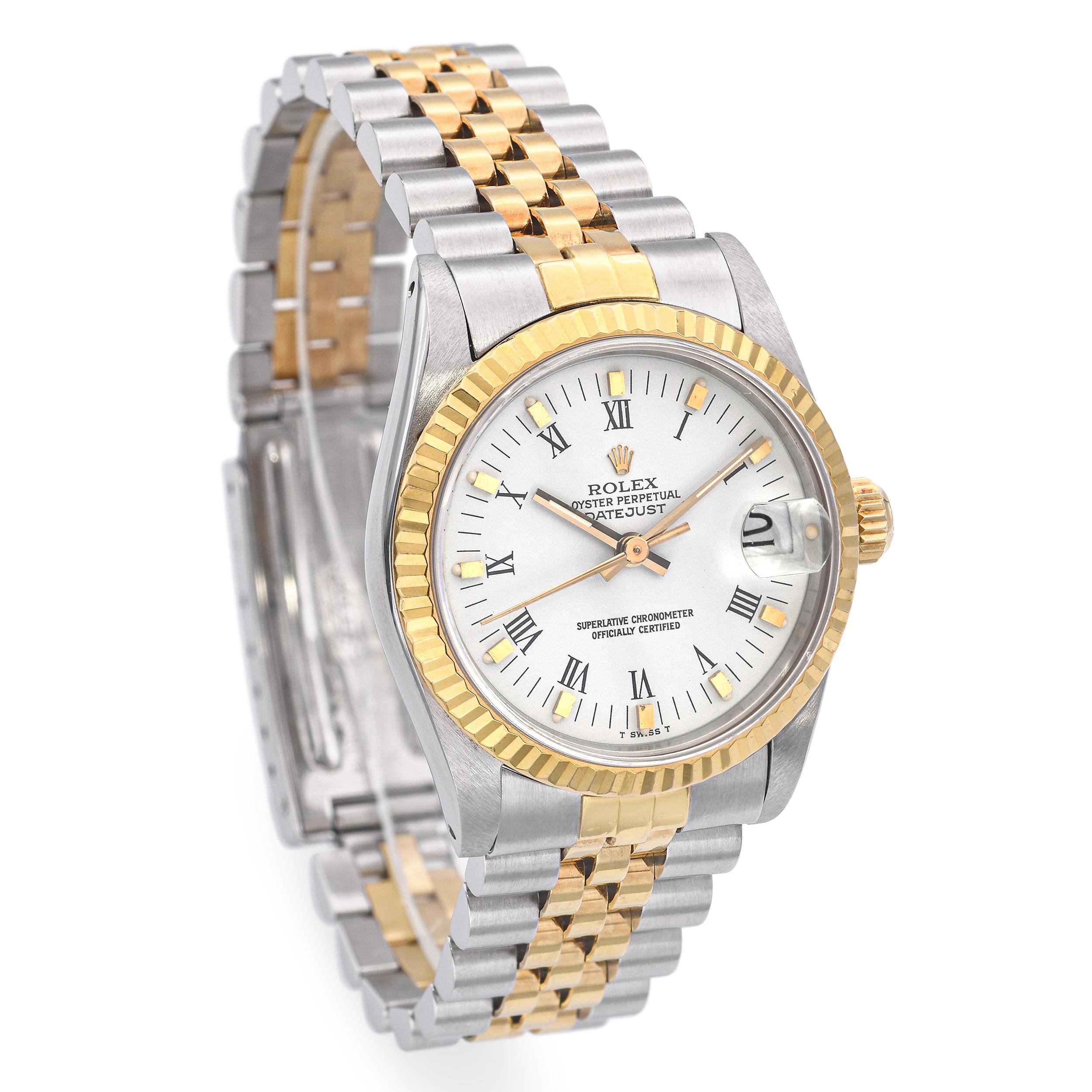 Rolex Datejust Two-Tone 31mm Midsize Women's Watch Ref 68273 In Good Condition For Sale In New York, NY
