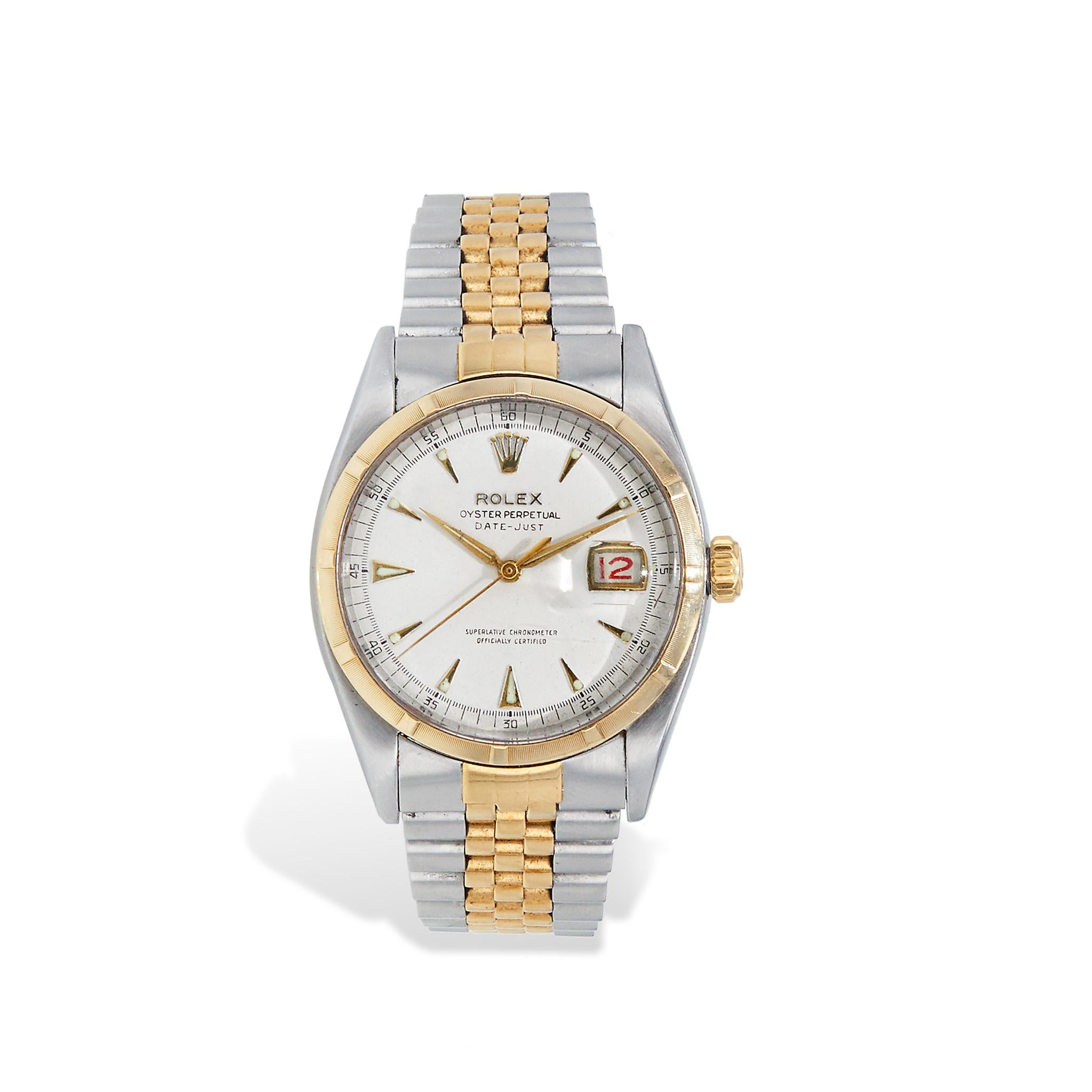 Rolex Datejust Two-tone 36mm Estate Watch - 6305 In Excellent Condition For Sale In Miami, FL