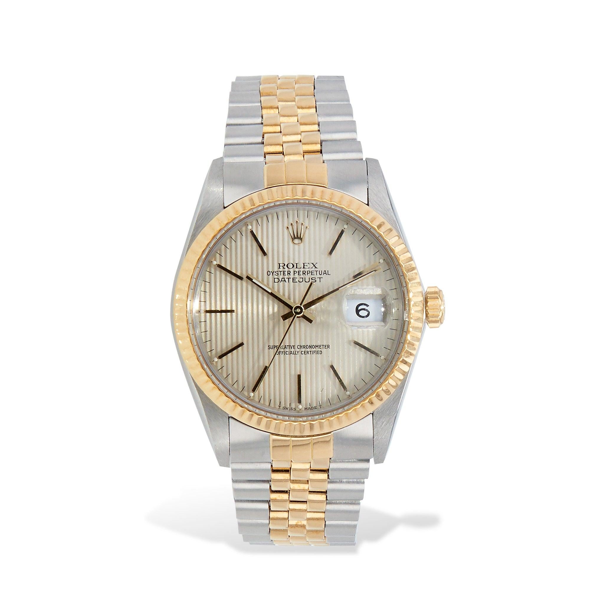 Rolex Datejust Zweifarbige 36 mm Nachlass-Uhr mit Nachlass