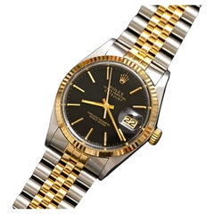 Rolex Datejust Two-Tone Black Dial 16013 Automatic Watch, 1985