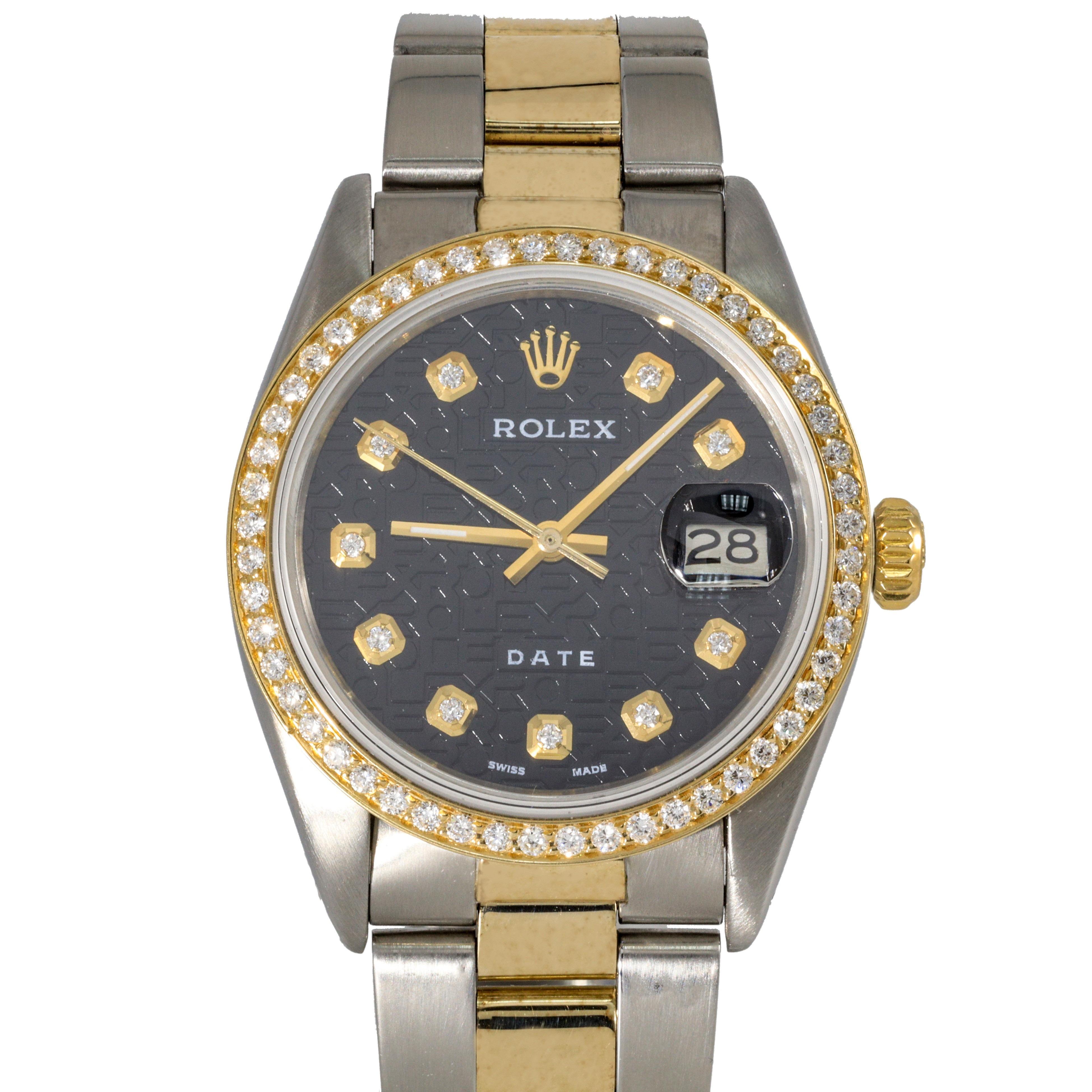 Taille ronde Rolex Datejust Montre homme à cadran diamant bicolore  en vente