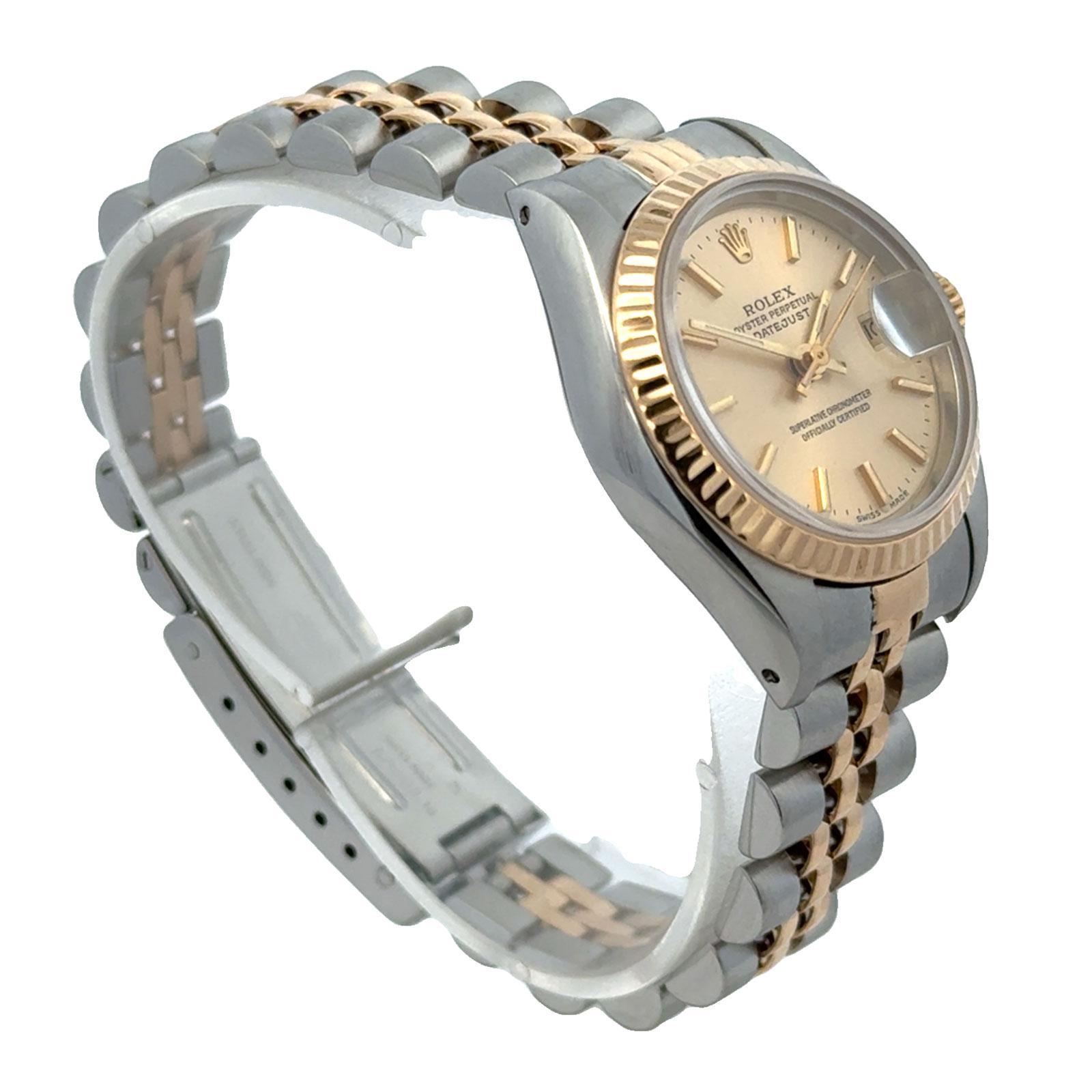 Modern Rolex Datejust Two Tone Ladys 26mm Watch Ref 69173 Fluted Bezel Jubilee Brac