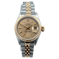 Rolex Datejust Two Tone Ladys 26mm Watch Ref 69173 Fluted Bezel Jubilee Brac