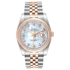 Rolex Datejust Two-Tone MOP Diamond Dial Everose Gold Oystersteel Watch 116231