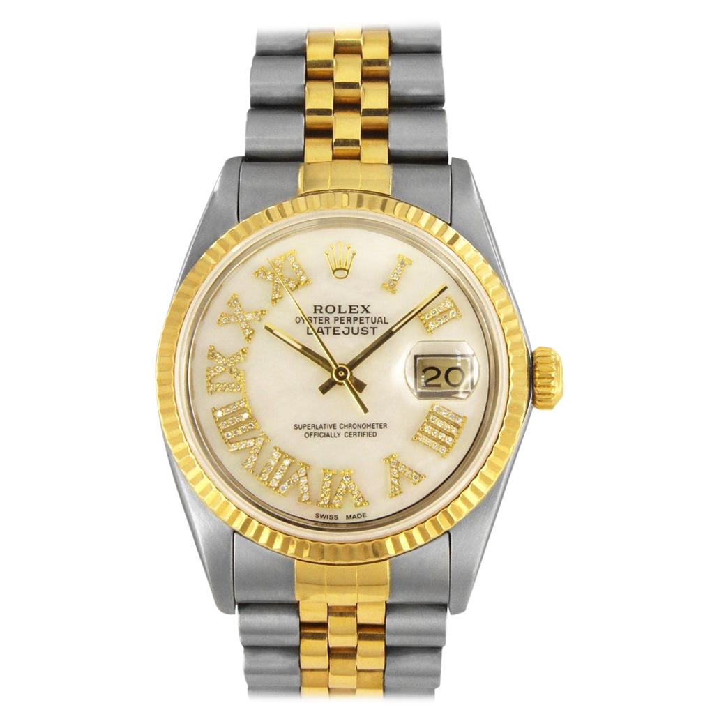 Rolex Datejust Two-Tone Mother of Pearl Roman Numerals Watch 16233