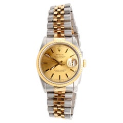 Vintage Rolex Datejust Two Tone Oyster Perpetual Gold Dial Original Box Papers
