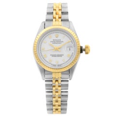 Used Rolex Datejust Two-Tone White Roman Dial Automatic Ladies Watch 69173