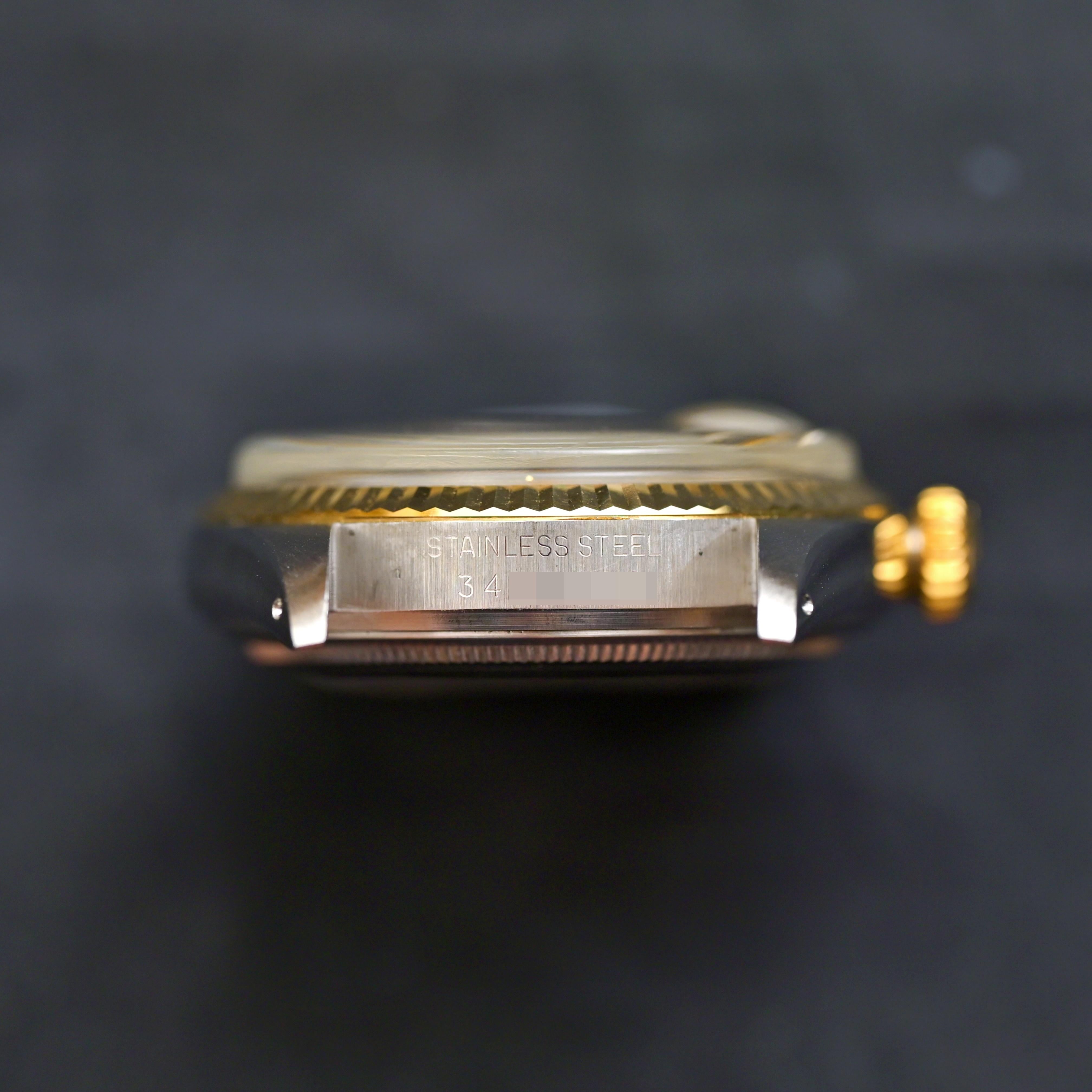 Rolex Datejust Two-Tones Gold Dial 1601 Automatic Watch, 1972 In Fair Condition For Sale In Central & Western District, HK