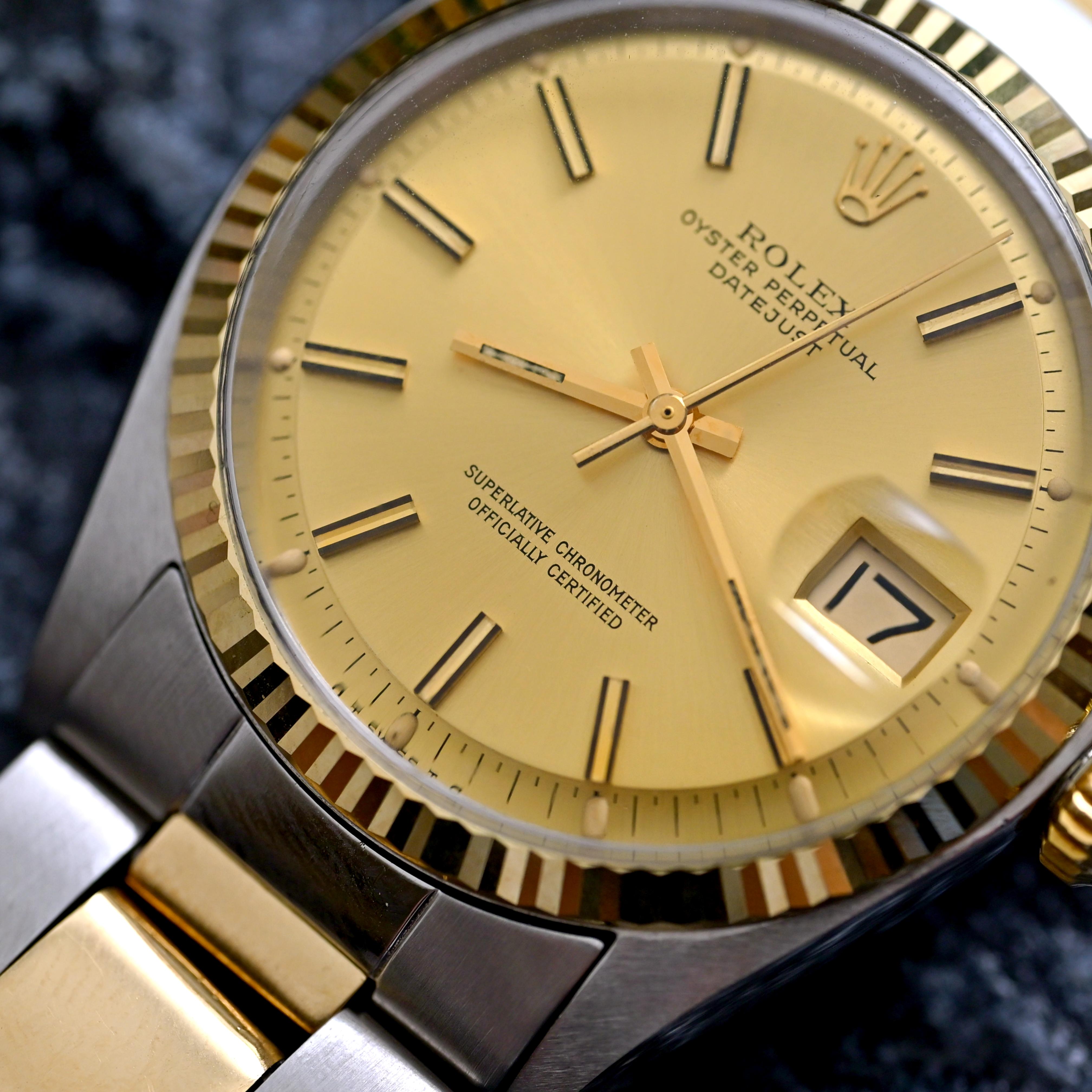 Rolex Datejust Two-Tones Gold Dial 1601 Automatic Watch, 1972 For Sale 2
