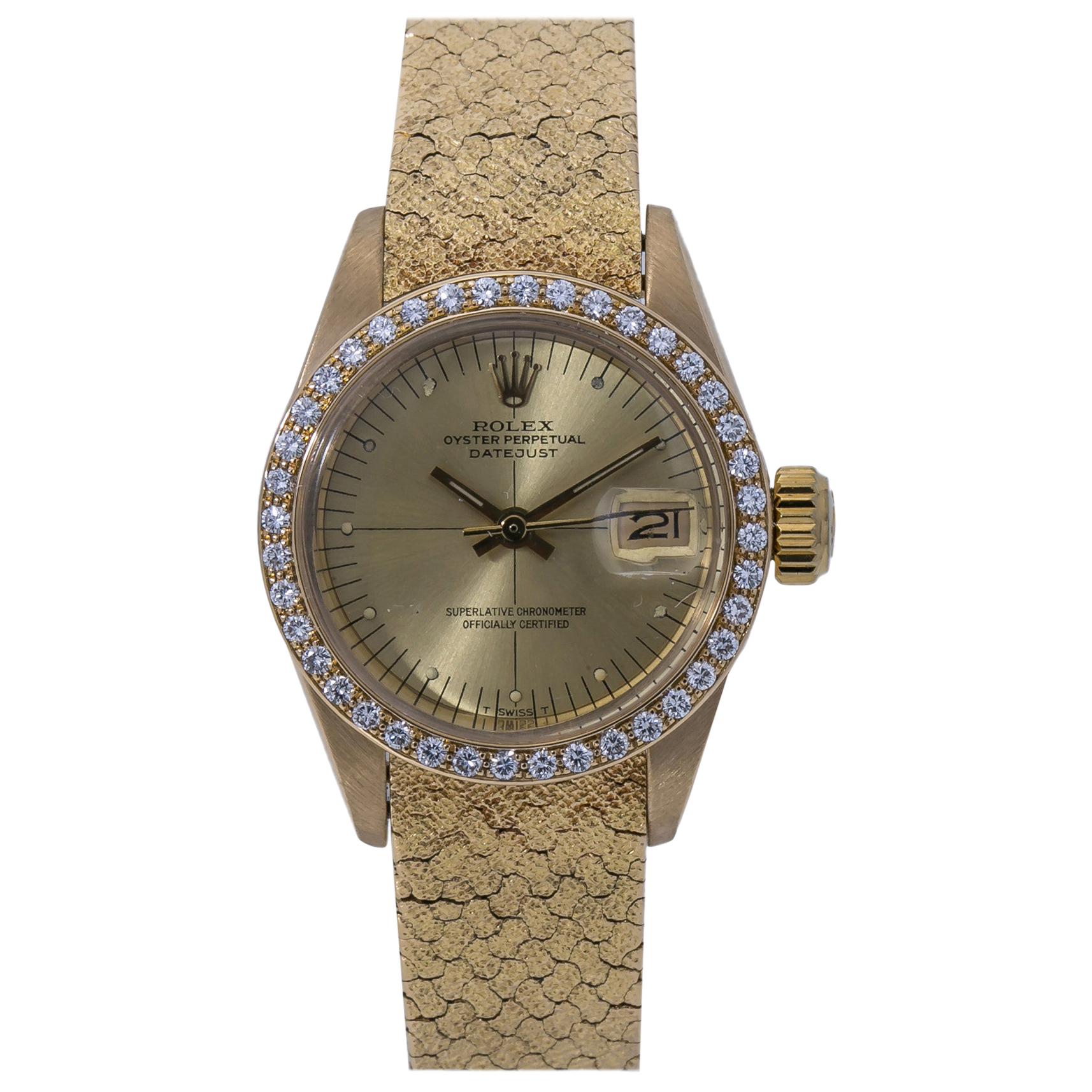 Rolex Datejust Vintage 6900 18 Karat Factory Diamond Year 1982 Ladies Watch
