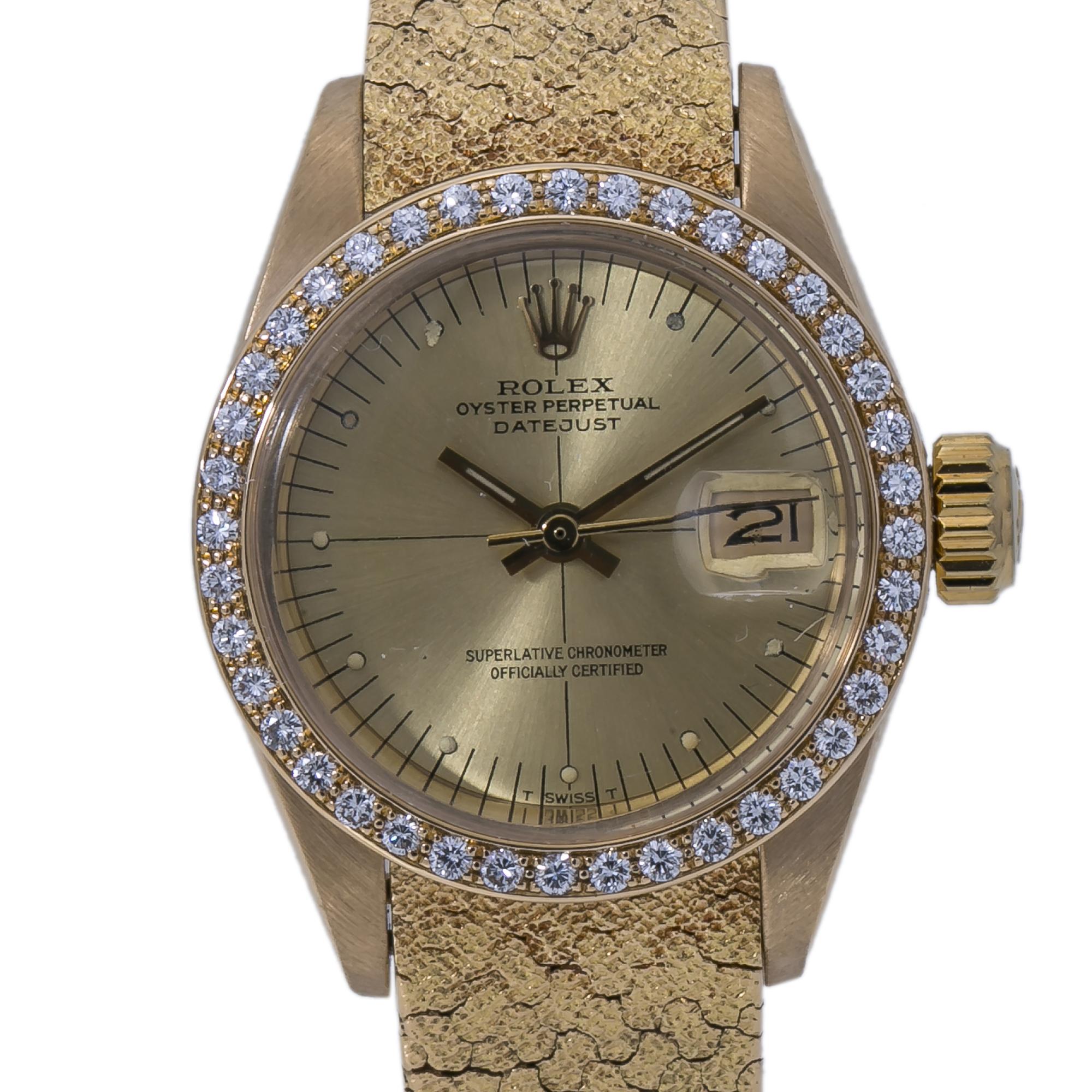 ROLEX DATEJUST VINTAGE 6900 18K FACTORY DIAMOND Year.1982 LADY'S WATCH 26MM