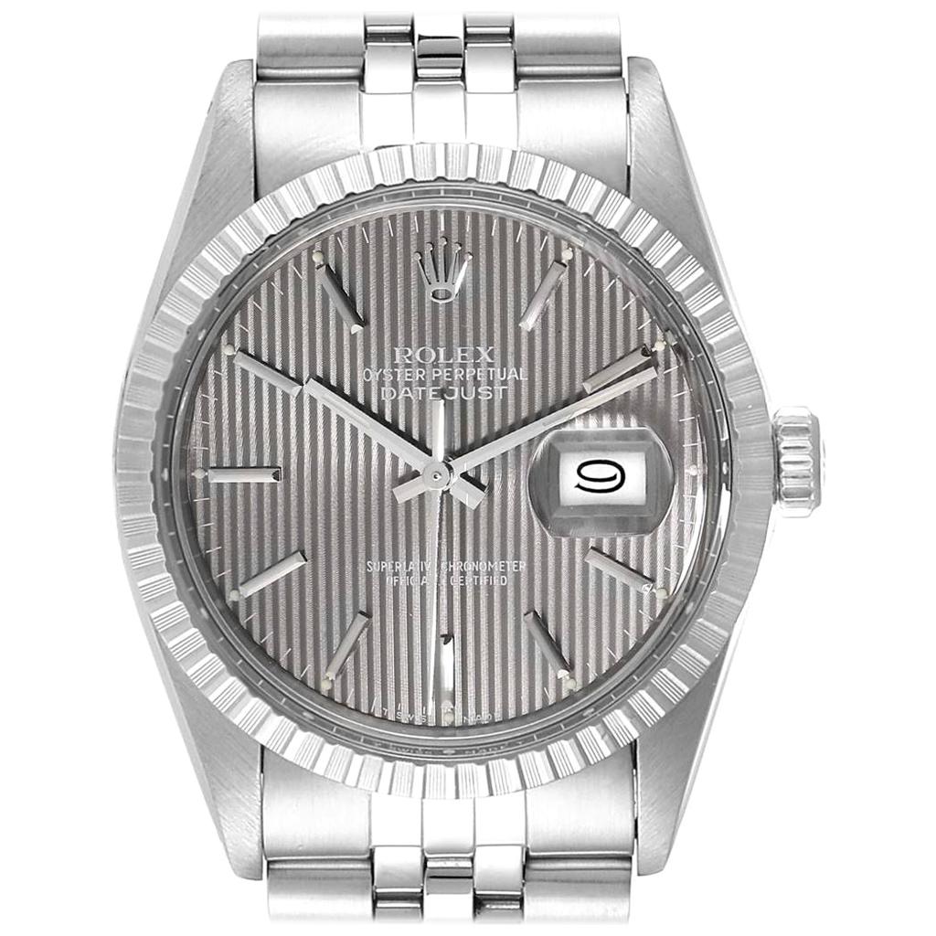 Rolex Datejust Vintage Grey Tapestry Dial Men's Watch 16030 Box Papers For Sale