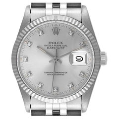 Rolex Datejust Vintage Steel White Gold Diamond Mens Watch 16014