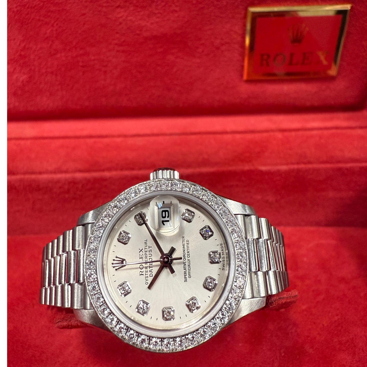 ROLEX Date Just Uhr Diamant Platin 79136G Auto im Angebot 6