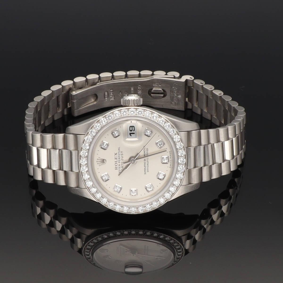 ROLEX Date Just Uhr Diamant Platin 79136G Auto im Angebot 7