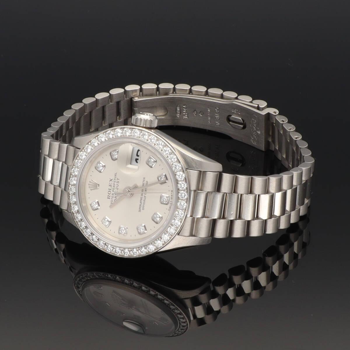 ROLEX Date Just Uhr Diamant Platin 79136G Auto im Angebot 8