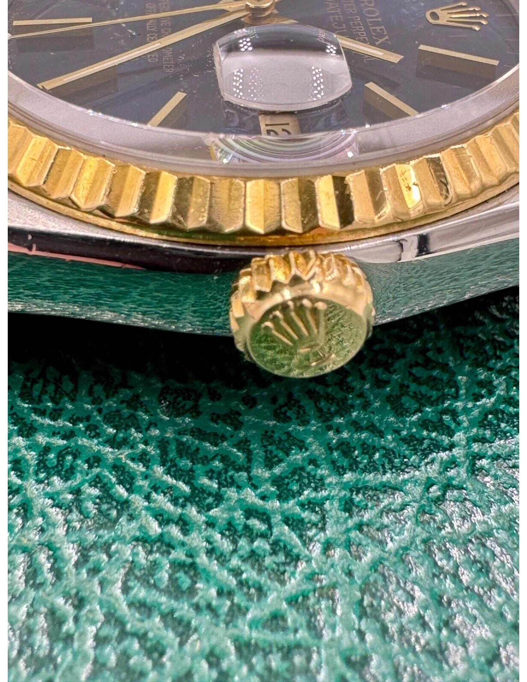 Rolex Datejust Uhr Ref 16233 36mm Zweifarbiges blaues Zifferblatt für Damen oder Herren