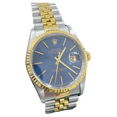 Rolex Datejust Uhr Ref 16233 36mm Zweifarbiges blaues Zifferblatt