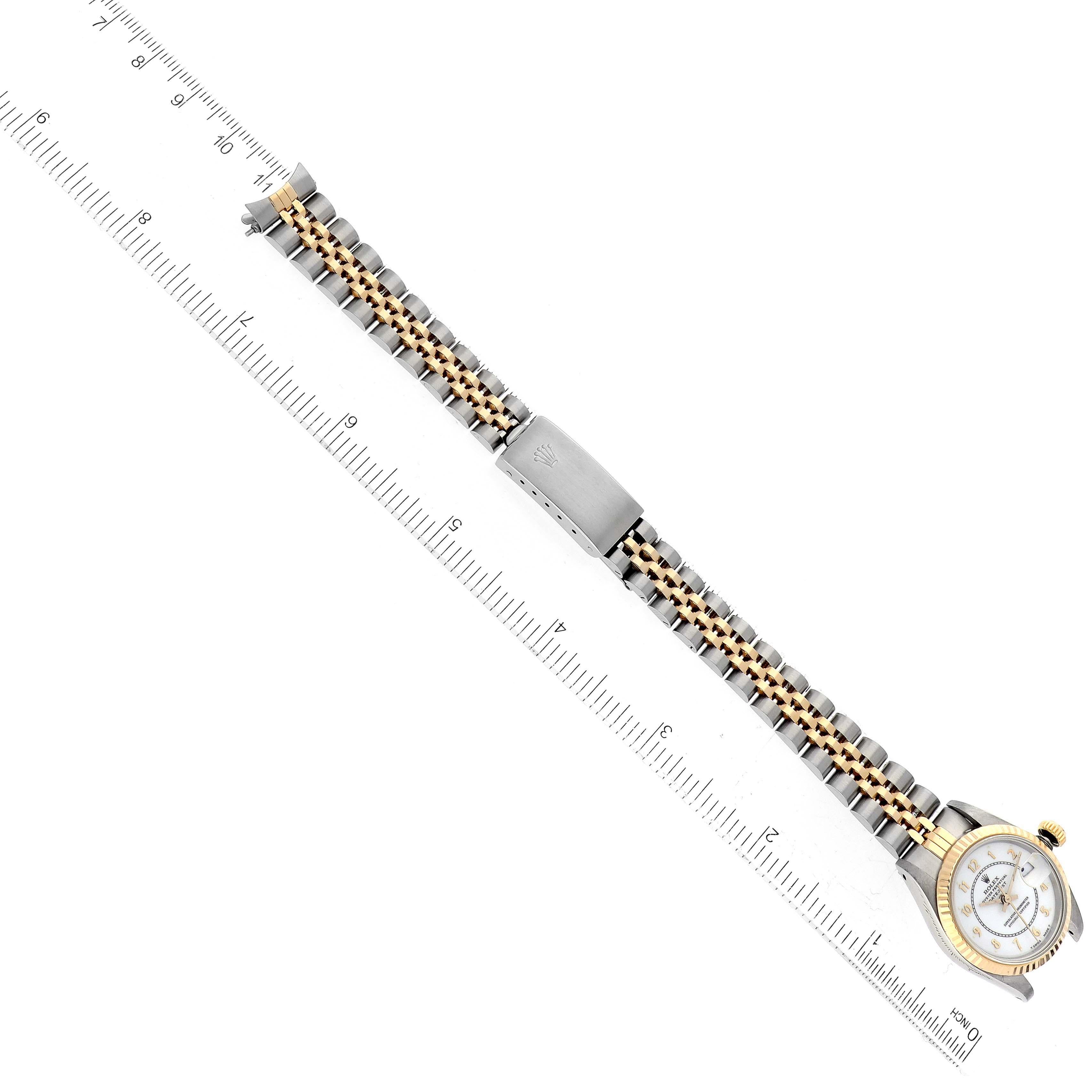 Rolex Datejust Weißes arabisches Zifferblatt Stahl Gelbgold Damenuhr 69173 im Angebot 8
