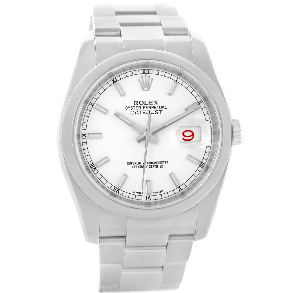 Rolex Datejust White Baton Dial Watch 116200 Box Papers 3