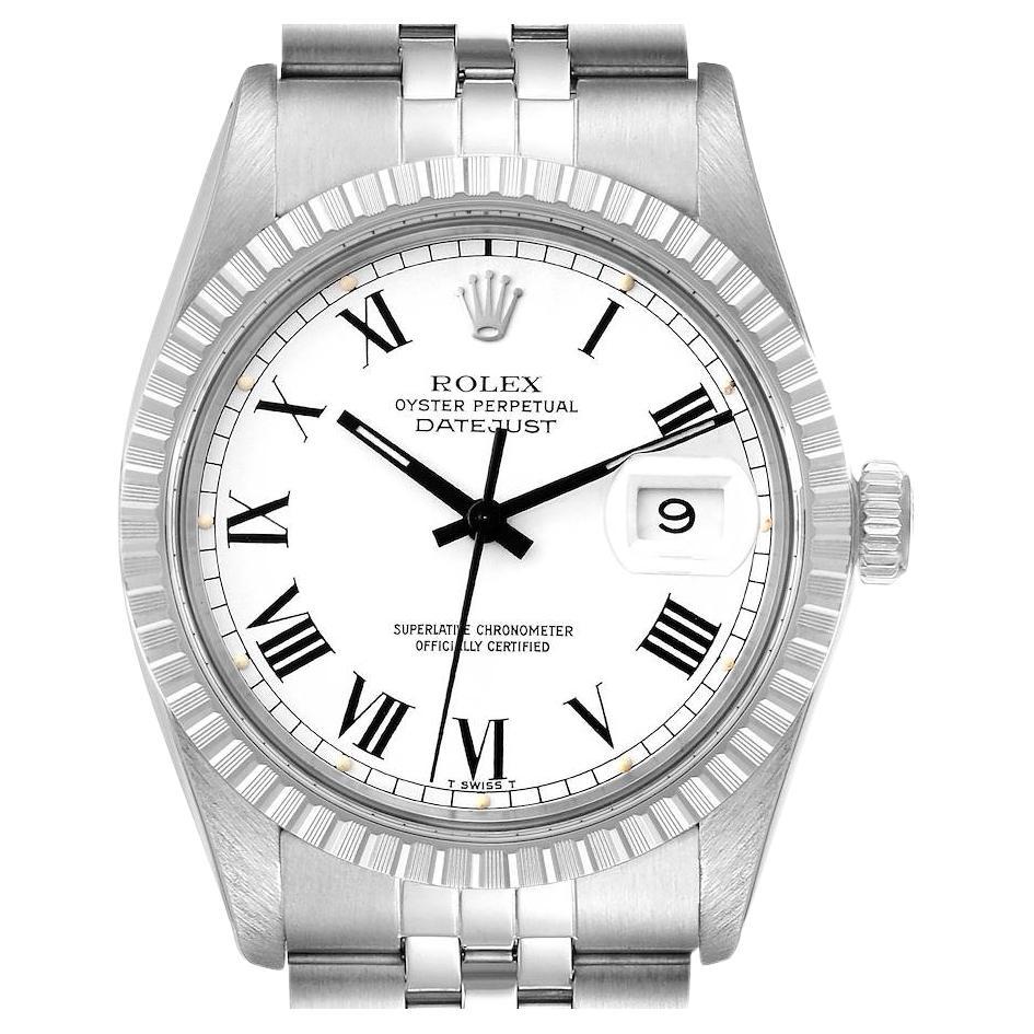 Rolex Datejust White Buckley Dial Steel Vintage Mens Watch 16030