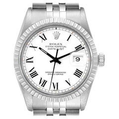 Rolex Datejust White Buckley Dial Steel Vintage Mens Watch 16030
