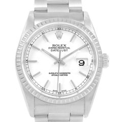 Rolex Datejust White Dial Automatic Steel Men's Watch 16220 Box Papers