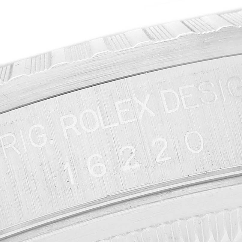 Men's Rolex Datejust White Dial Engine Turned Bezel Steel Mens Watch 16220 Box Papers