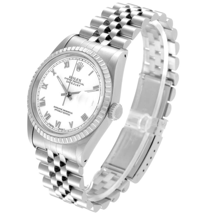 Rolex Datejust Jubiläumsarmbanduhr aus Stahl mit weißem Zifferblatt 16220 Herren im Angebot