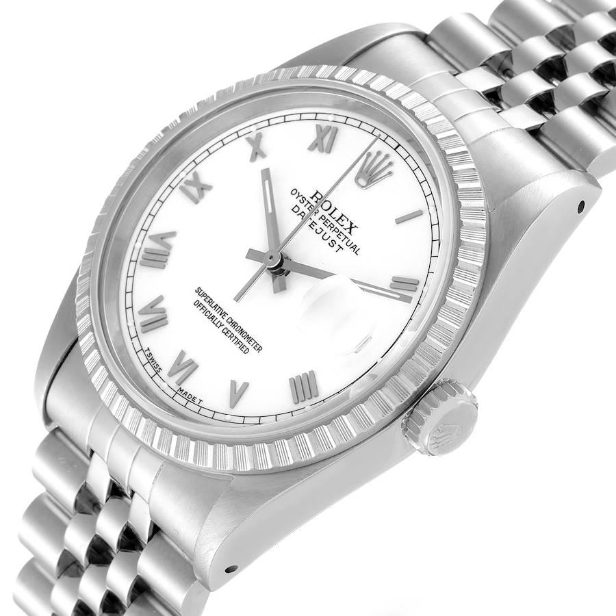 Rolex Datejust Jubiläumsarmbanduhr aus Stahl mit weißem Zifferblatt 16220 im Angebot 1