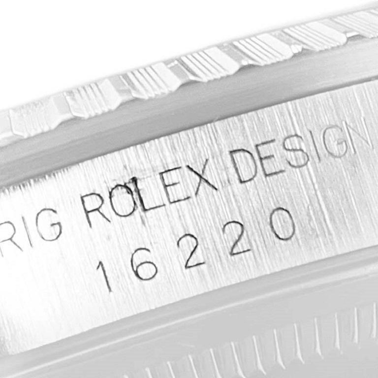 Rolex Datejust Jubiläumsarmbanduhr aus Stahl mit weißem Zifferblatt 16220 im Angebot 2