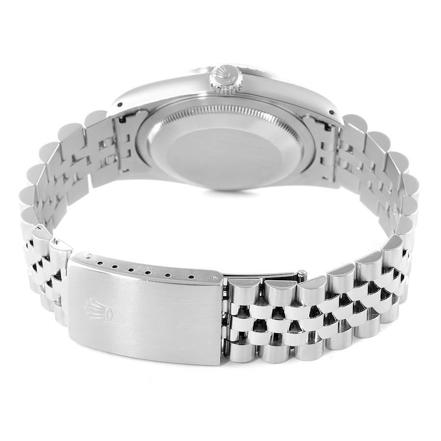 Rolex Datejust Jubiläumsarmbanduhr aus Stahl mit weißem Zifferblatt 16220 im Angebot 5