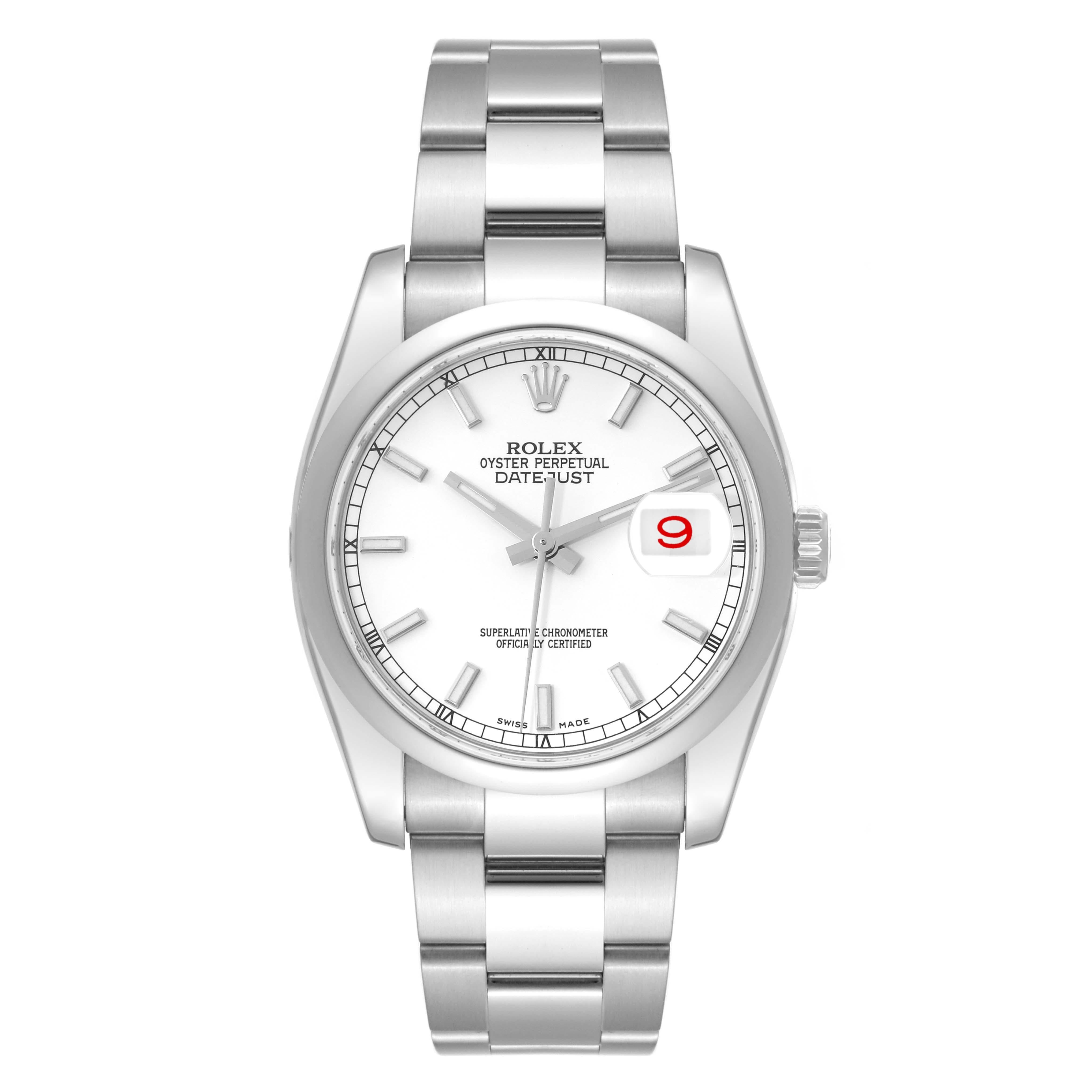 Rolex Montre pour hommes Datejust avec cadran blanc et bracelet Oyster en acier 116200 en vente 6
