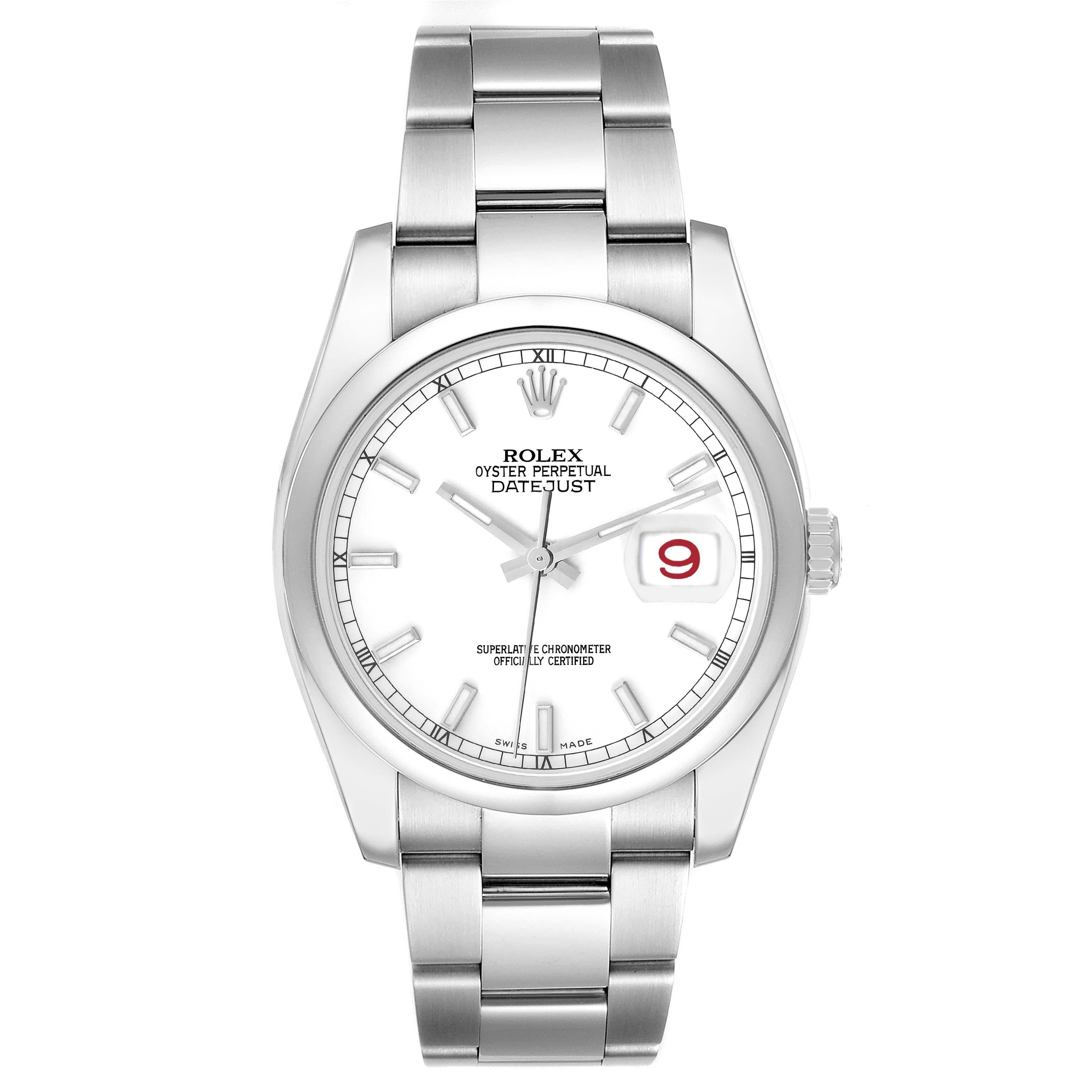 Rolex Datejust White Dial Oyster Bracelet Steel Mens Watch 116200 1