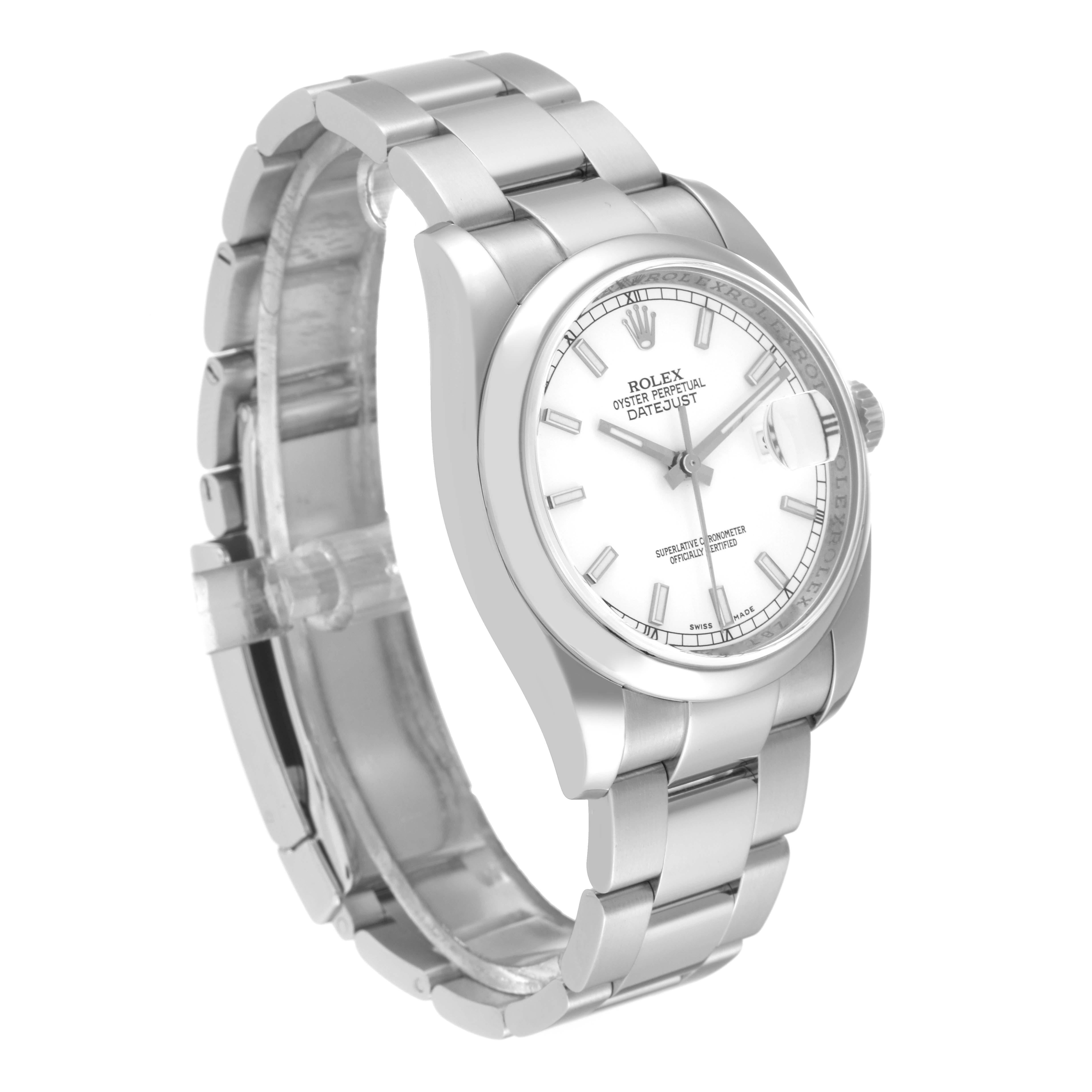 Rolex Datejust White Dial Oyster Bracelet Steel Mens Watch 116200 For Sale 5