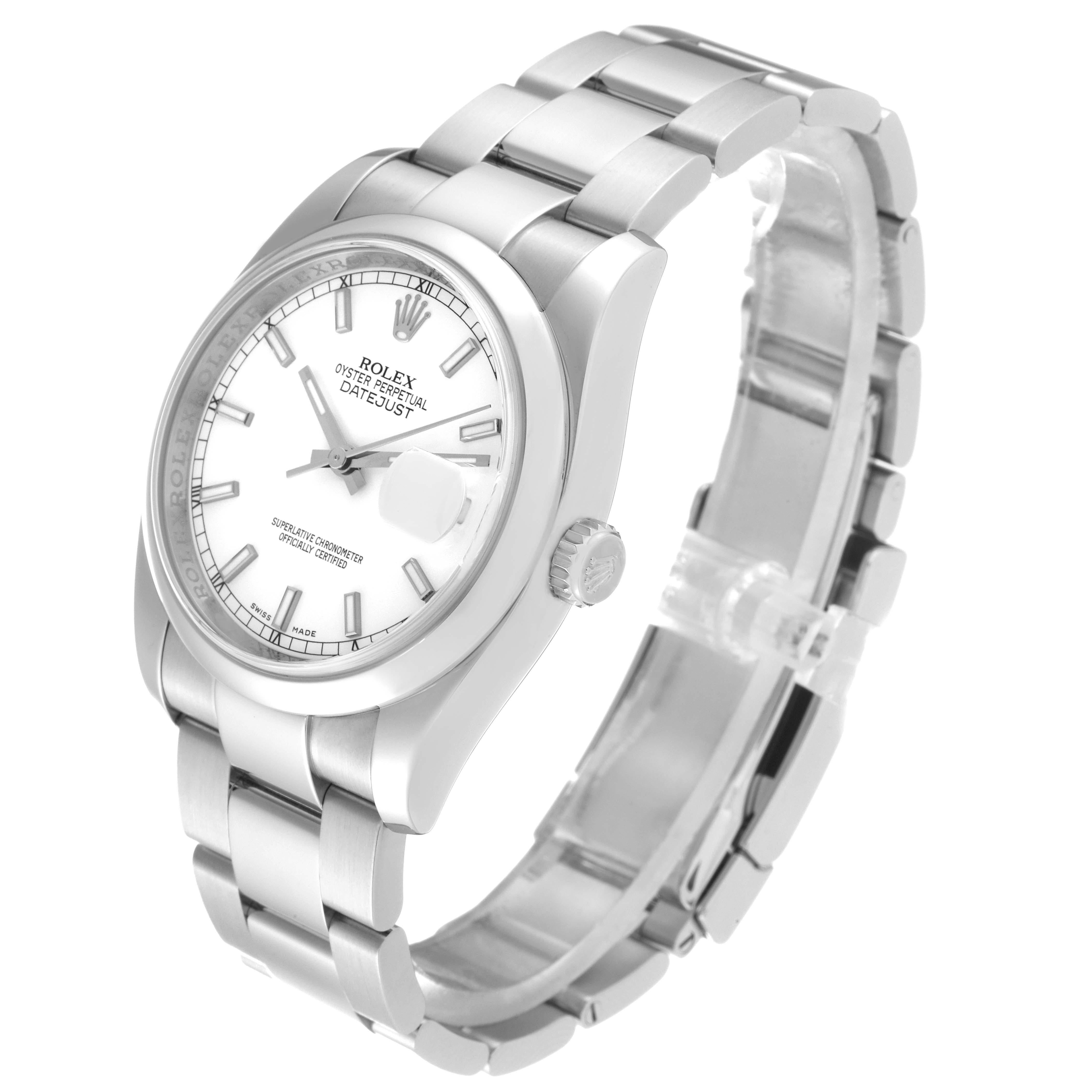 Rolex Datejust White Dial Oyster Bracelet Steel Mens Watch 116200 5