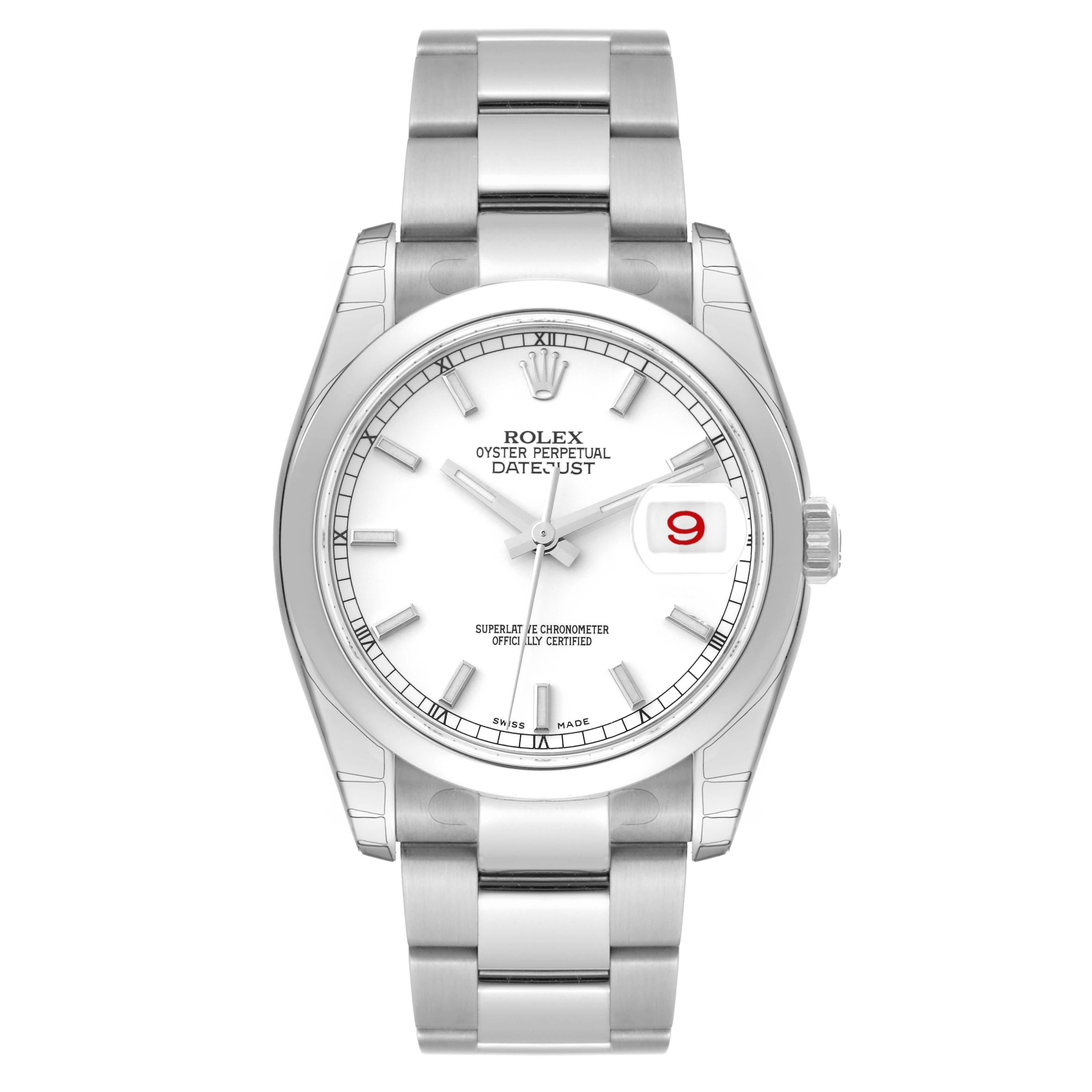 Rolex Datejust weißes Zifferblatt Oyster-Armband Stahl Herrenuhr 116200 ungetragen 1