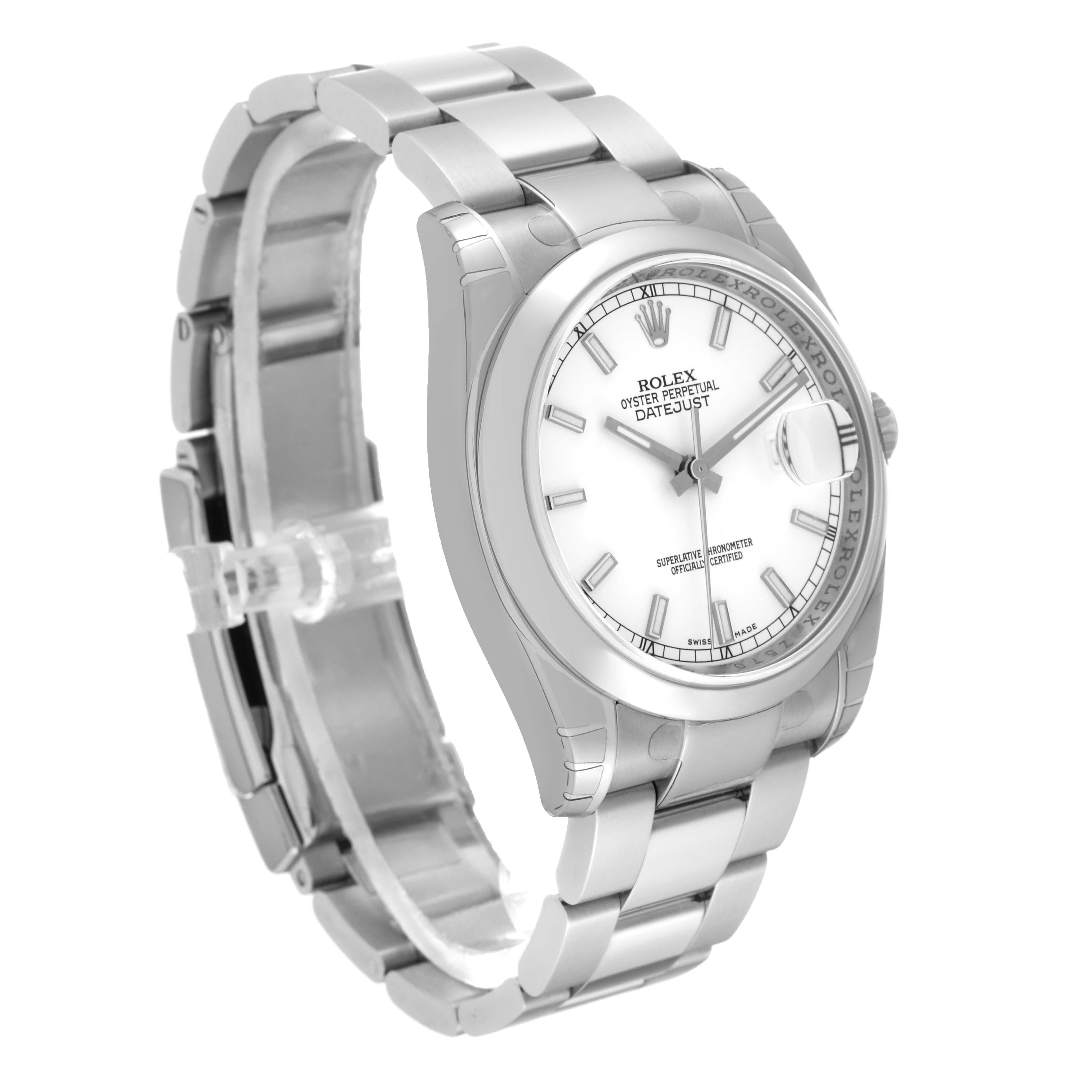 Rolex Datejust White Dial Oyster Bracelet Steel Mens Watch 116200 Unworn For Sale 2