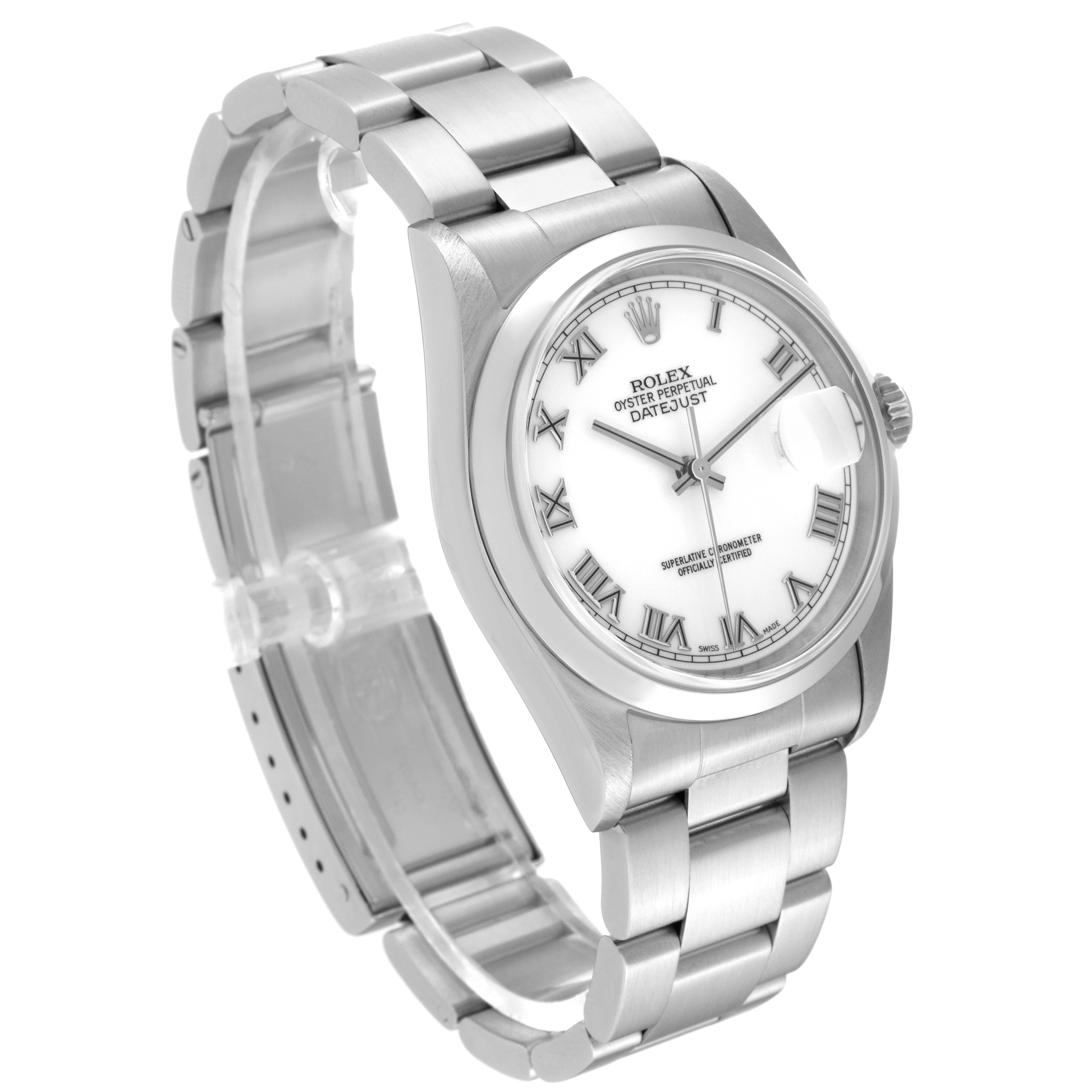 Rolex Datejust White Dial Smooth Bezel Steel Mens Watch 16200 Box Papers For Sale 8