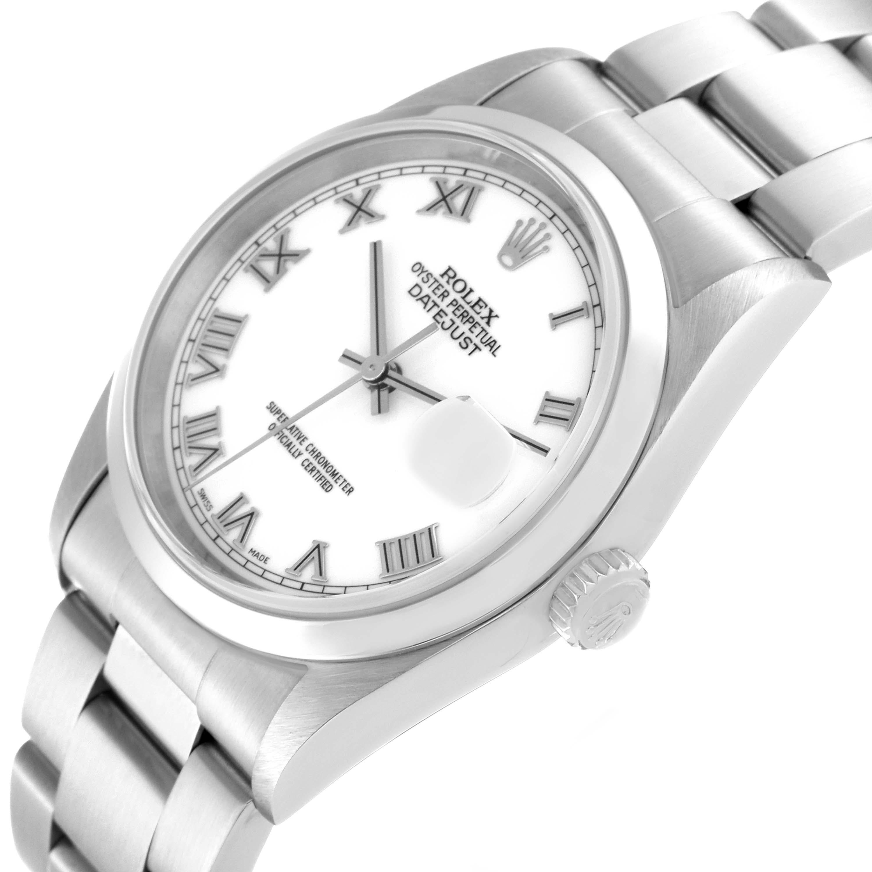 Rolex Datejust White Dial Smooth Bezel Steel Mens Watch 16200 Box Papers For Sale 4