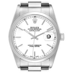 Rolex Datejust White Dial Smooth Bezel Steel Mens Watch 16200
