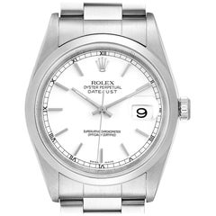 Rolex Datejust White Dial Steel Men's Watch 16200 Box
