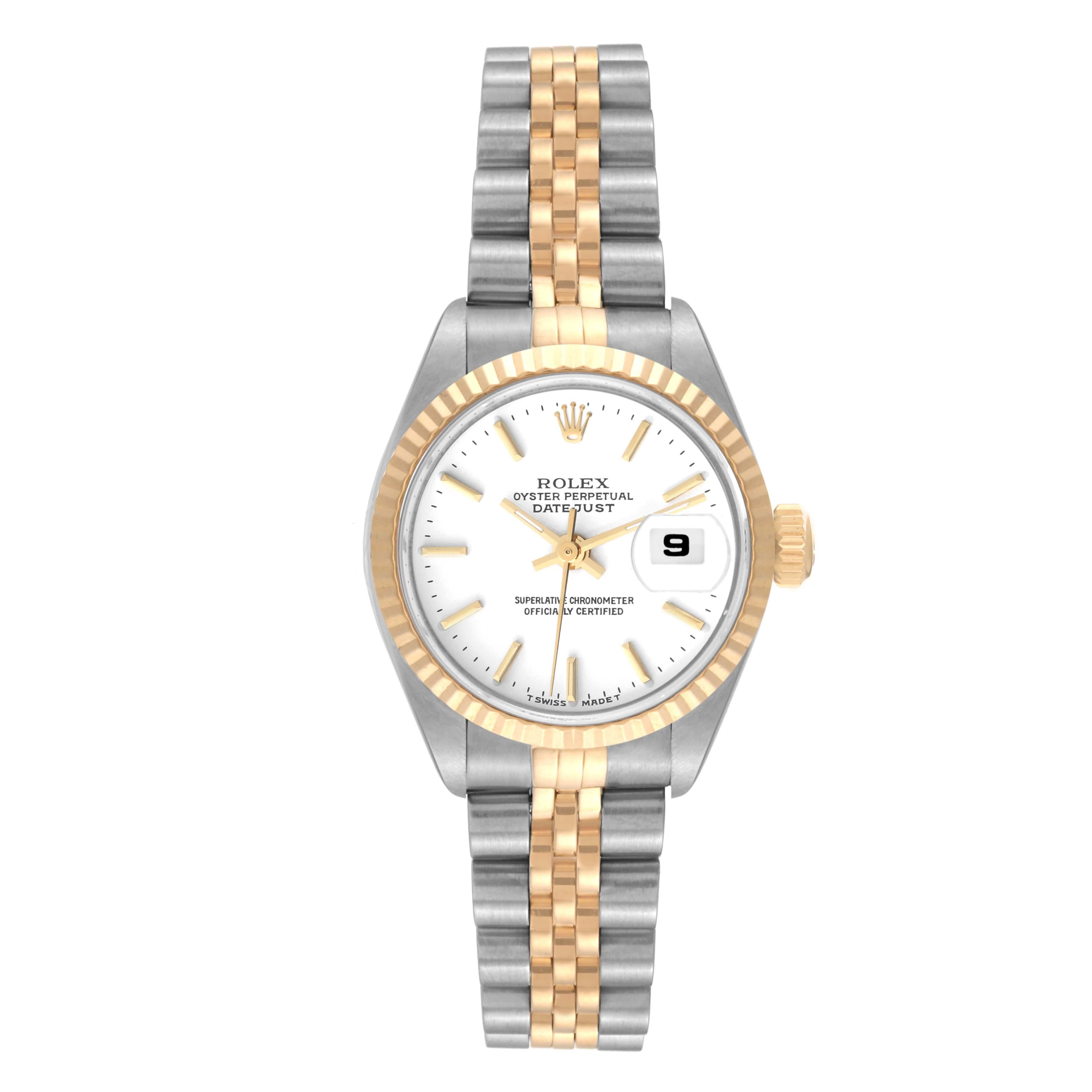 Women's Rolex Datejust White Dial Steel Yellow Gold Ladies Watch 69173